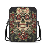 Skull And Roses Tattoo Print Rectangular Crossbody Bag