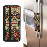 Skull And Roses Tattoo Print Refrigerator Handle Covers