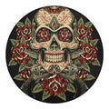 Skull And Roses Tattoo Print Round Blanket