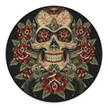 Skull And Roses Tattoo Print Round Floor Mat