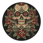 Skull And Roses Tattoo Print Round Floor Mat