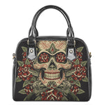 Skull And Roses Tattoo Print Shoulder Handbag