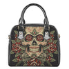 Skull And Roses Tattoo Print Shoulder Handbag