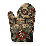 Skull And Roses Tattoo Print Single Oven Mitt