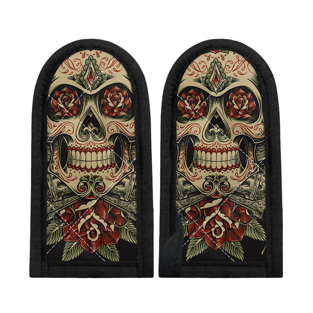 Skull And Roses Tattoo Print Skillet Handle Cover