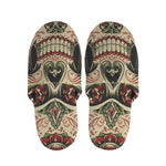 Skull And Roses Tattoo Print Slippers