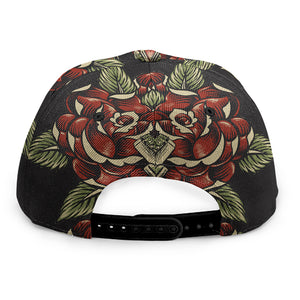 Skull And Roses Tattoo Print Snapback Cap