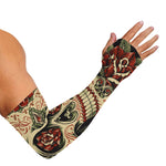 Skull And Roses Tattoo Print Sun Protection Arm Sleeves
