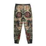 Skull And Roses Tattoo Print Sweatpants