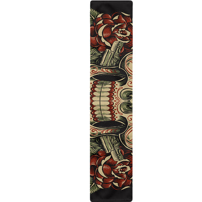 Skull And Roses Tattoo Print Table Runner