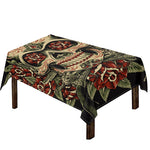 Skull And Roses Tattoo Print Tablecloth