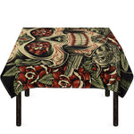 Skull And Roses Tattoo Print Tablecloth
