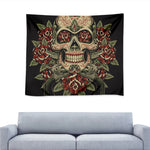 Skull And Roses Tattoo Print Tapestry