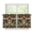 Skull And Roses Tattoo Print Tier Curtains