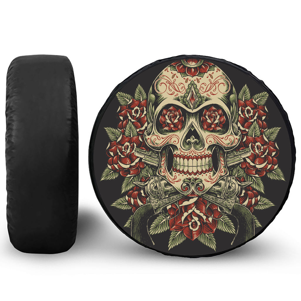 Skull And Roses Tattoo Print Tire Cover