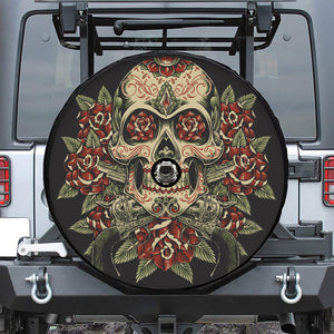 Skull And Roses Tattoo Print Tire Cover With Camera Hole