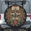 Skull And Roses Tattoo Print Tire Cover With Camera Hole