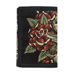 Skull And Roses Tattoo Print Trifold Wallet