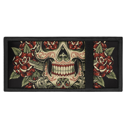 Skull And Roses Tattoo Print Trifold Wallet