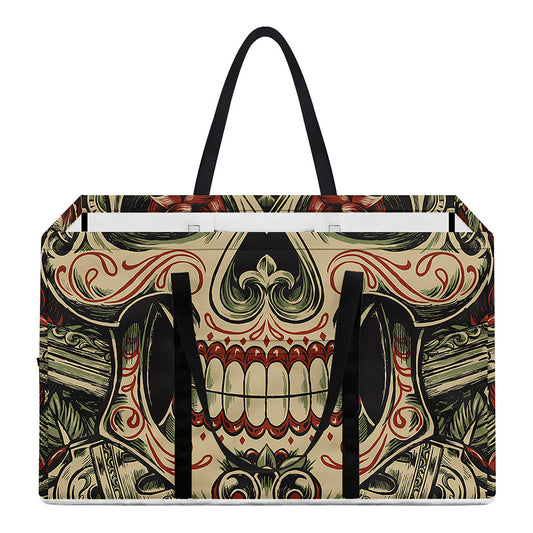 Skull And Roses Tattoo Print Utility Tote Bag