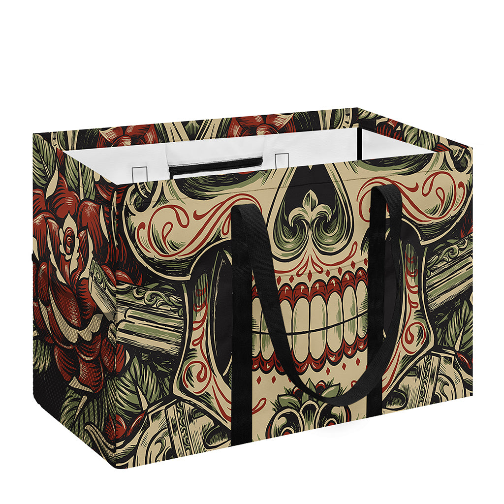 Skull And Roses Tattoo Print Utility Tote Bag