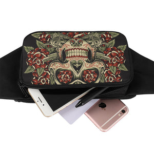 Skull And Roses Tattoo Print Waist Bag