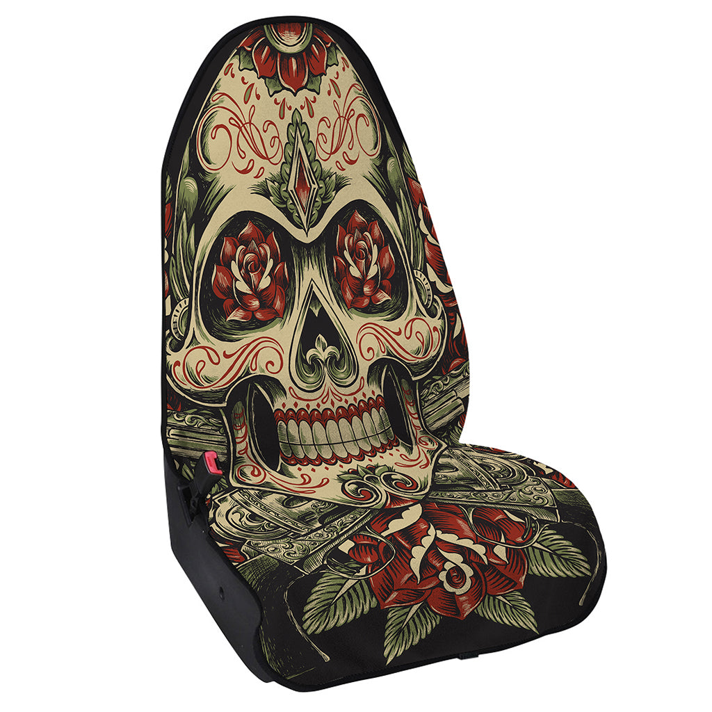 Skull And Roses Tattoo Print Waterproof Car Seat Cover
