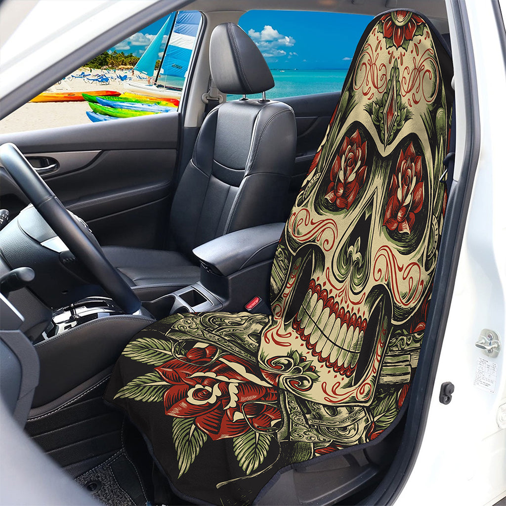 Skull And Roses Tattoo Print Waterproof Car Seat Cover