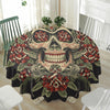 Skull And Roses Tattoo Print Waterproof Round Tablecloth