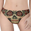 Skull And Roses Tattoo Print Women's Thong