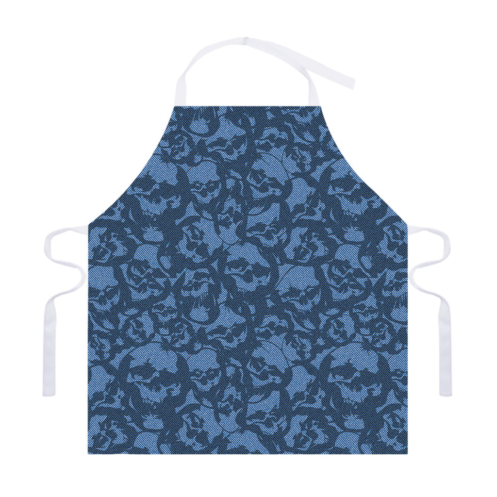 Skull Denim Jeans Pattern Print Adjustable Apron
