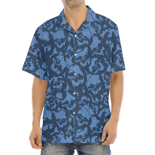 Skull Denim Jeans Pattern Print Aloha Shirt