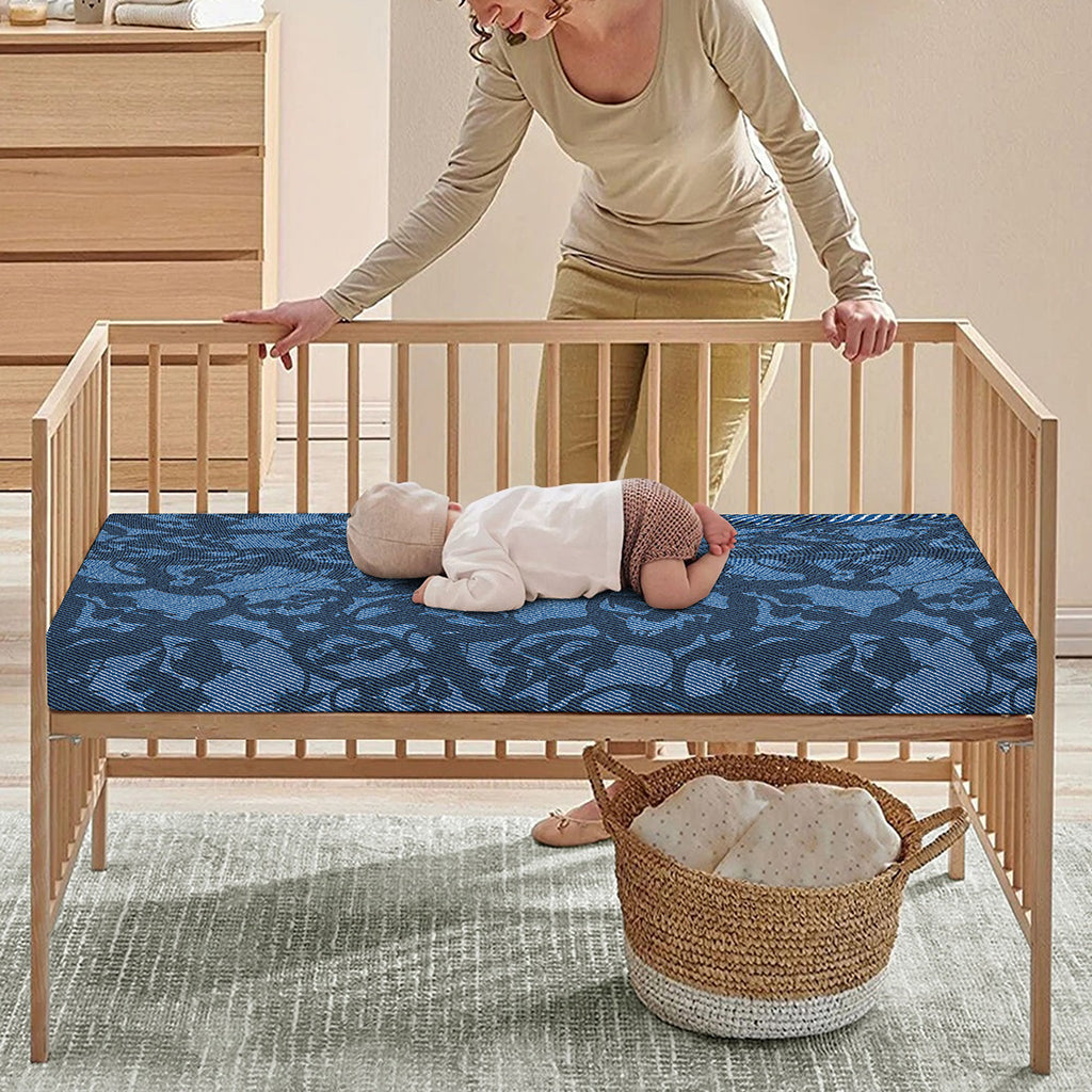 Skull Denim Jeans Pattern Print Baby Crib Sheet