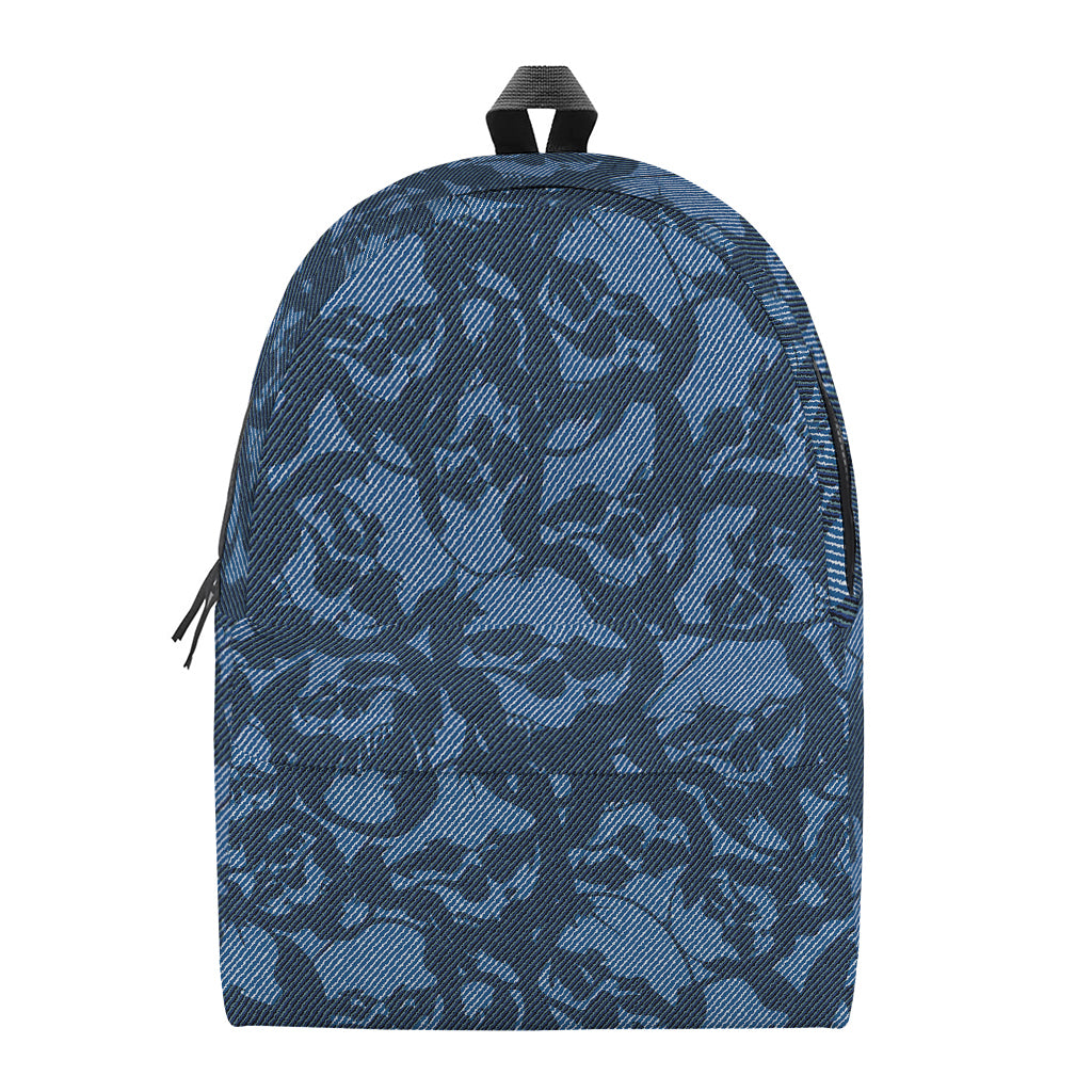 Skull Denim Jeans Pattern Print Backpack