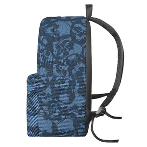 Skull Denim Jeans Pattern Print Backpack