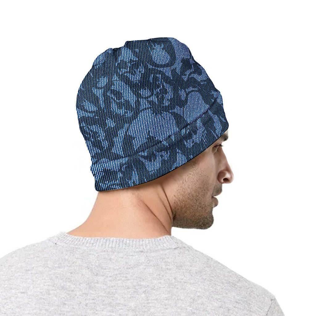 Skull Denim Jeans Pattern Print Beanie