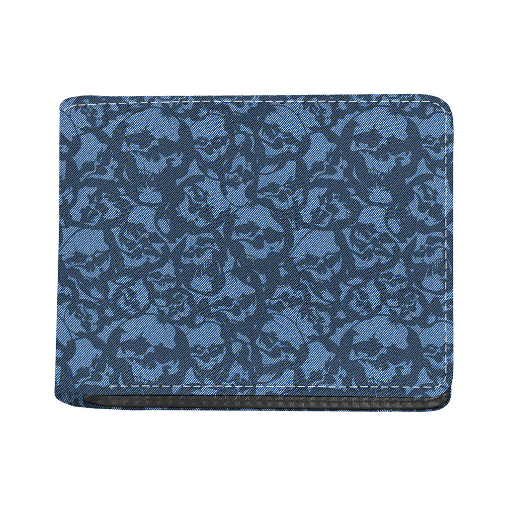 Skull Denim Jeans Pattern Print Bifold Wallet