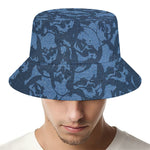 Skull Denim Jeans Pattern Print Bucket Hat