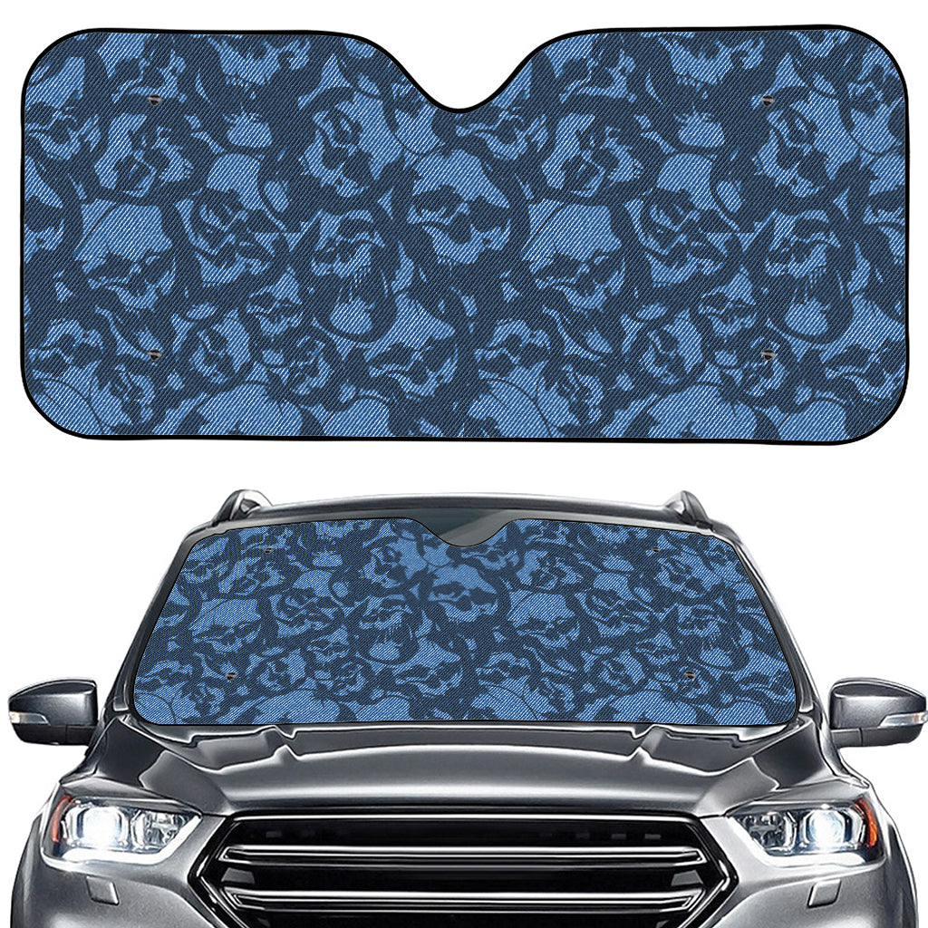 Skull Denim Jeans Pattern Print Car Windshield Sun Shade
