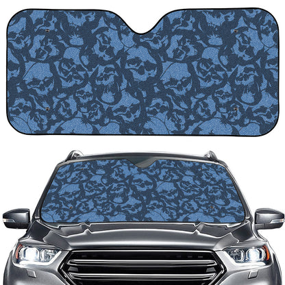 Skull Denim Jeans Pattern Print Car Windshield Sun Shade