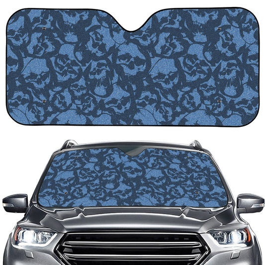 Skull Denim Jeans Pattern Print Car Windshield Sun Shade