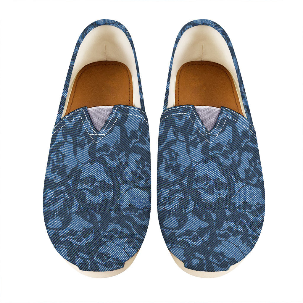 Skull Denim Jeans Pattern Print Casual Shoes