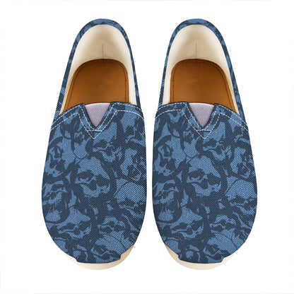 Skull Denim Jeans Pattern Print Casual Shoes