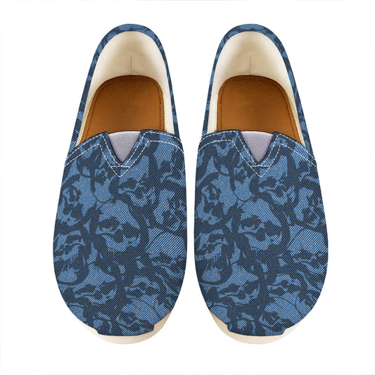 Skull Denim Jeans Pattern Print Casual Shoes