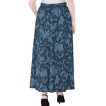Skull Denim Jeans Pattern Print Chiffon Maxi Skirt