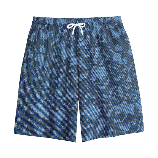 Skull Denim Jeans Pattern Print Cotton Shorts