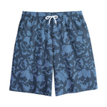 Skull Denim Jeans Pattern Print Cotton Shorts