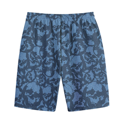 Skull Denim Jeans Pattern Print Cotton Shorts
