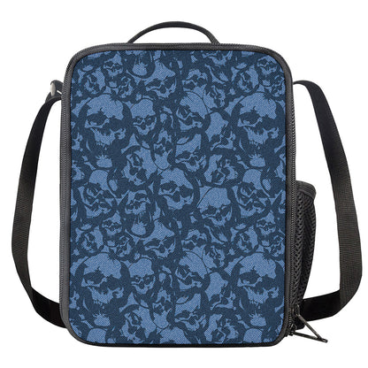 Skull Denim Jeans Pattern Print Crossbody Lunch Bag