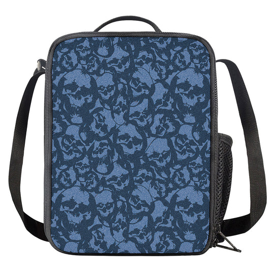 Skull Denim Jeans Pattern Print Crossbody Lunch Bag